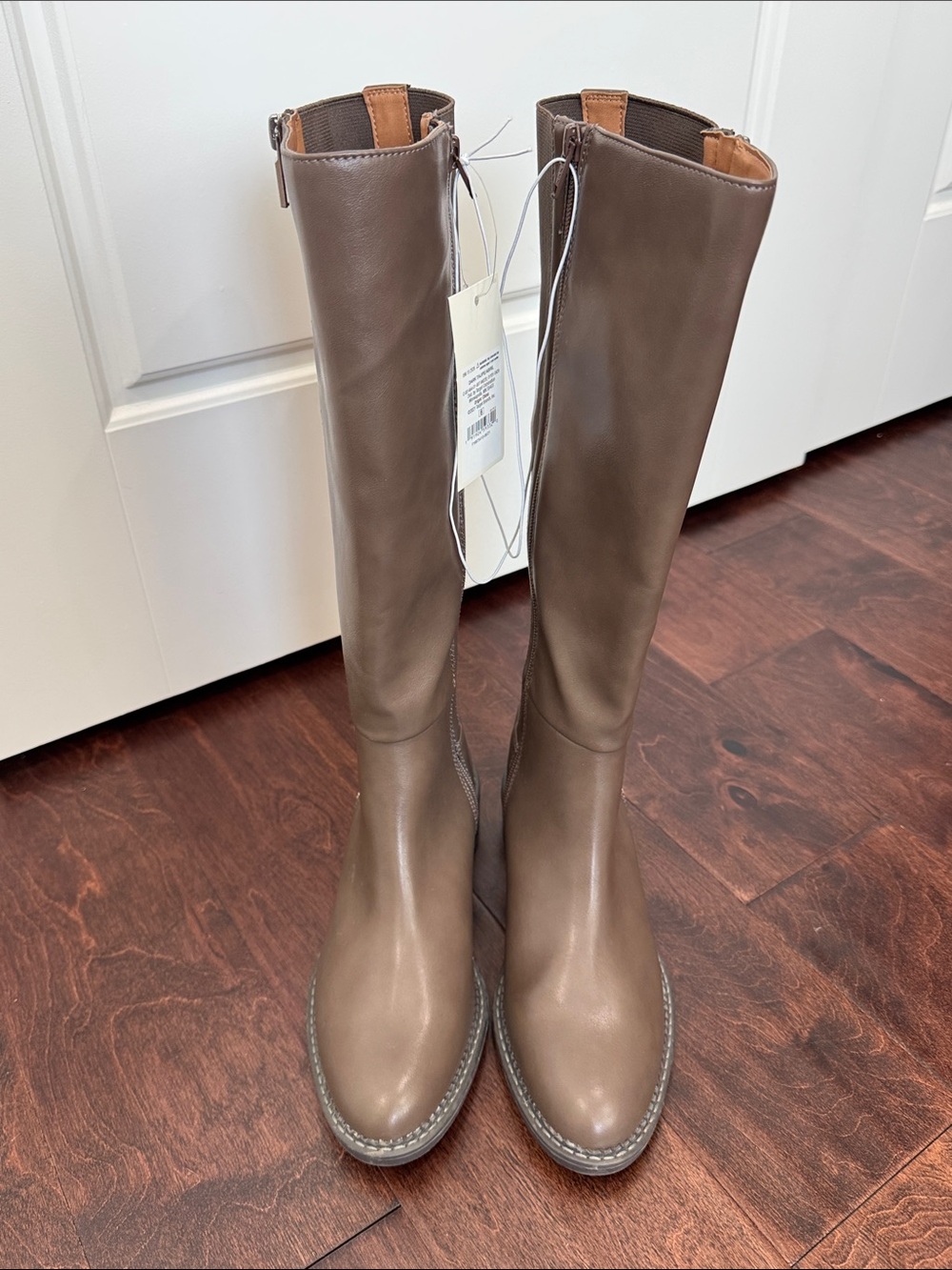 NEW A New Day Taupe Vegan Leather Boots Fall Transition Knee High, size 6 - Picture 5 of 8